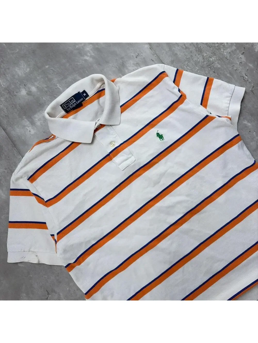 Vintage Polo Ralph Lauren Orange Striped Skater Polo Shirt